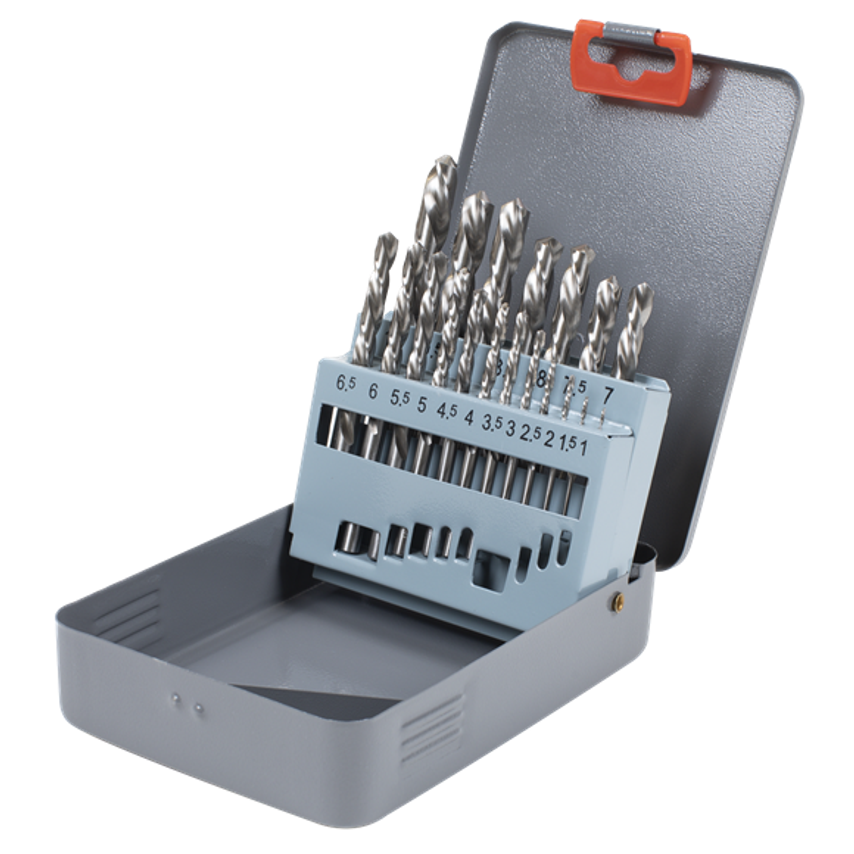 Left-Hand Spiral Drill Bit Set 19 Piece