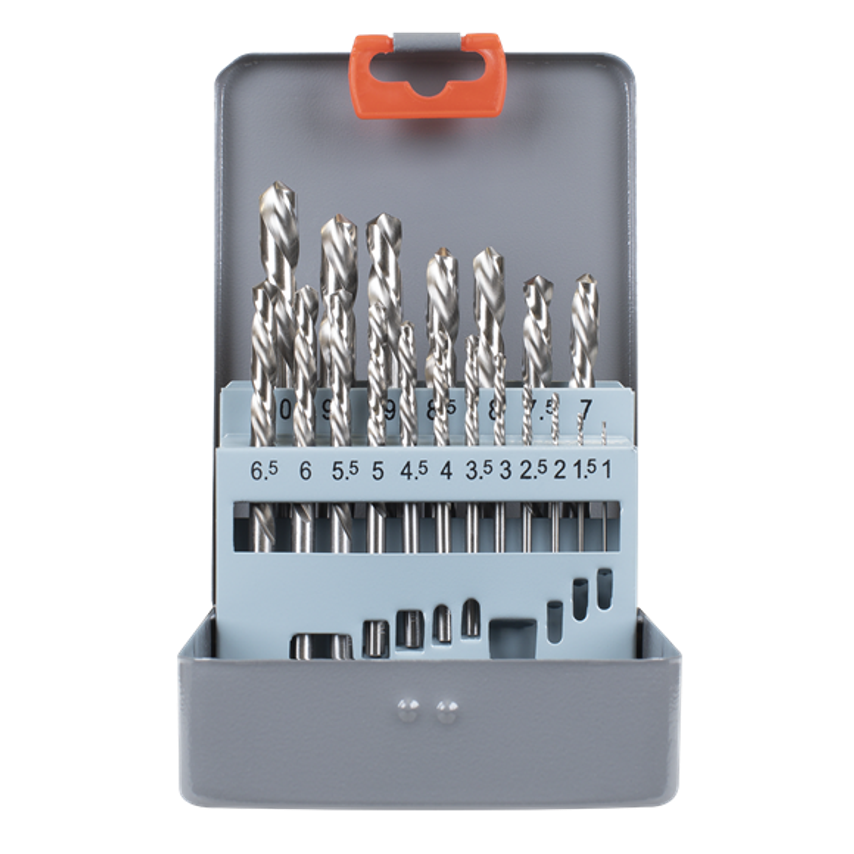 Left-Hand Spiral Drill Bit Set 19 Piece
