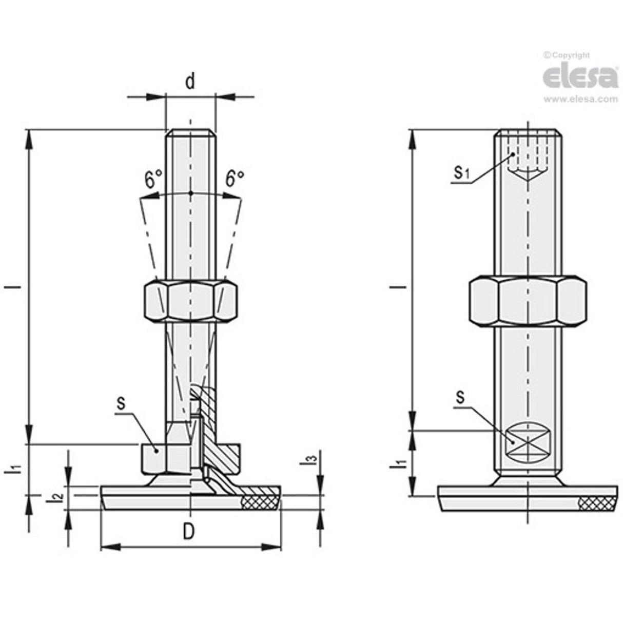 Levelling feet-LMP.40-M16x100-TV