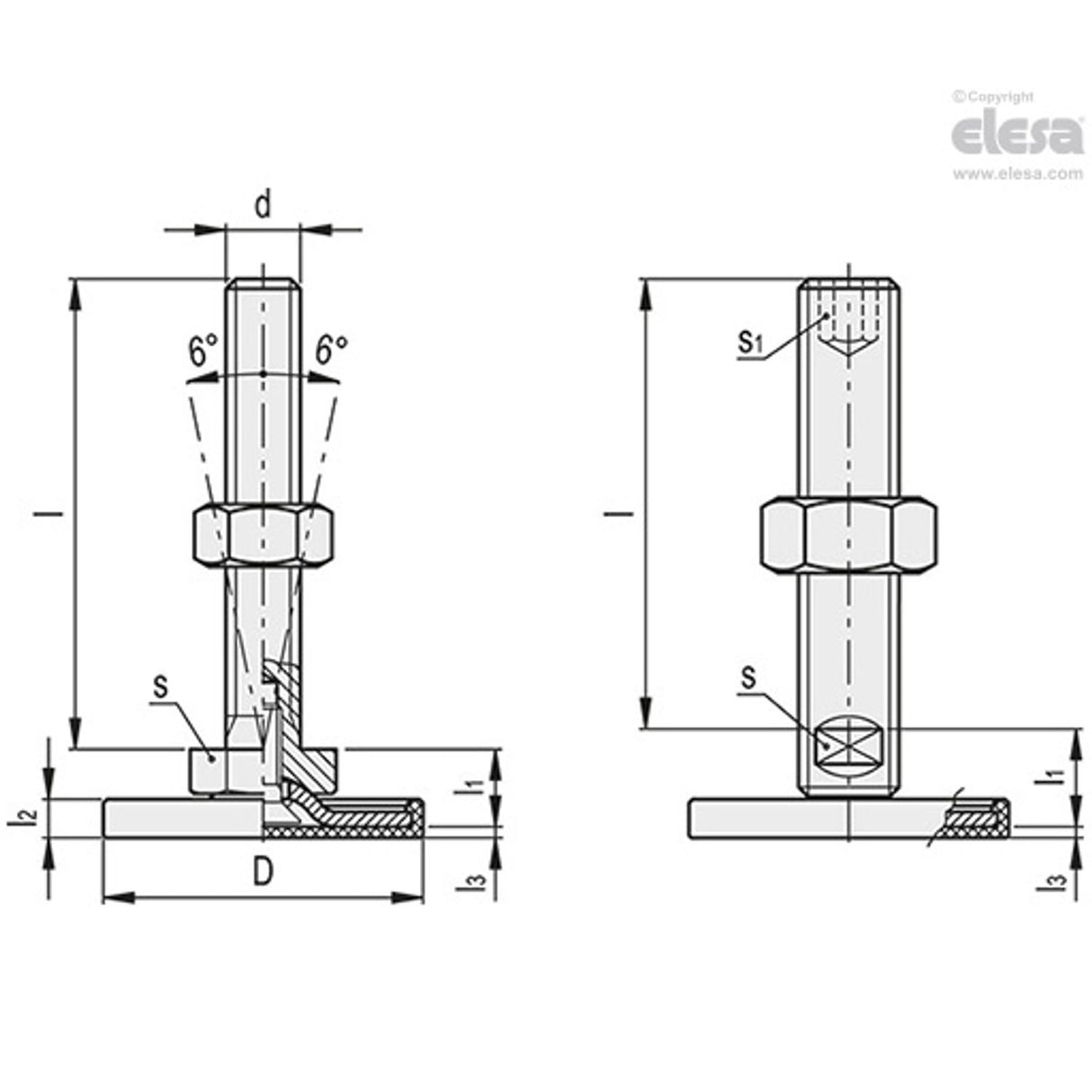 Levelling feet-LMP.60-M12x80-TR