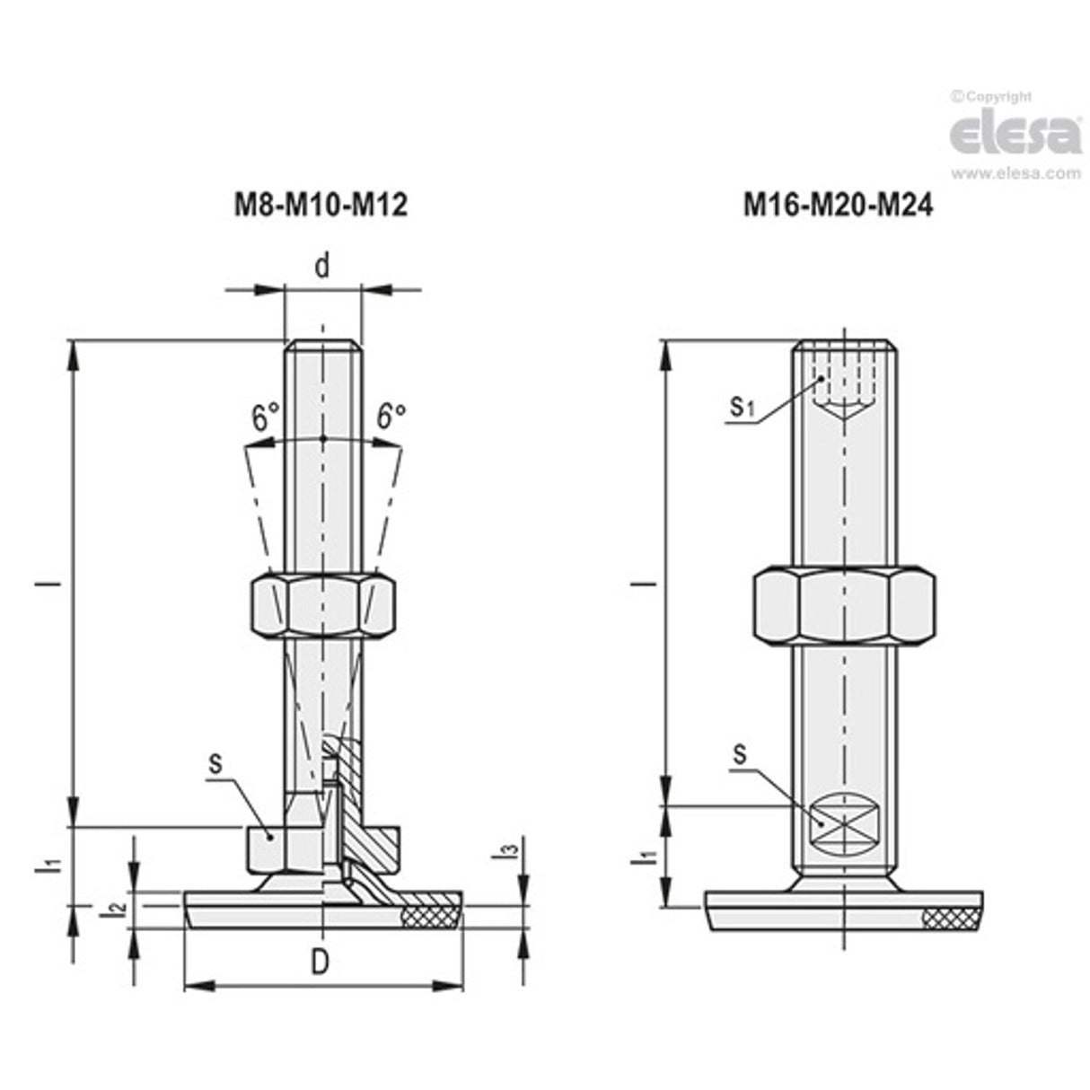 Levelling feet-LMP.60-SST-M12x80-TV
