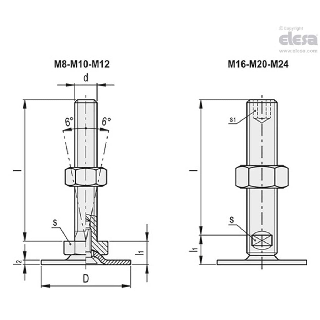 Levelling feet-LMP.80-M12x125