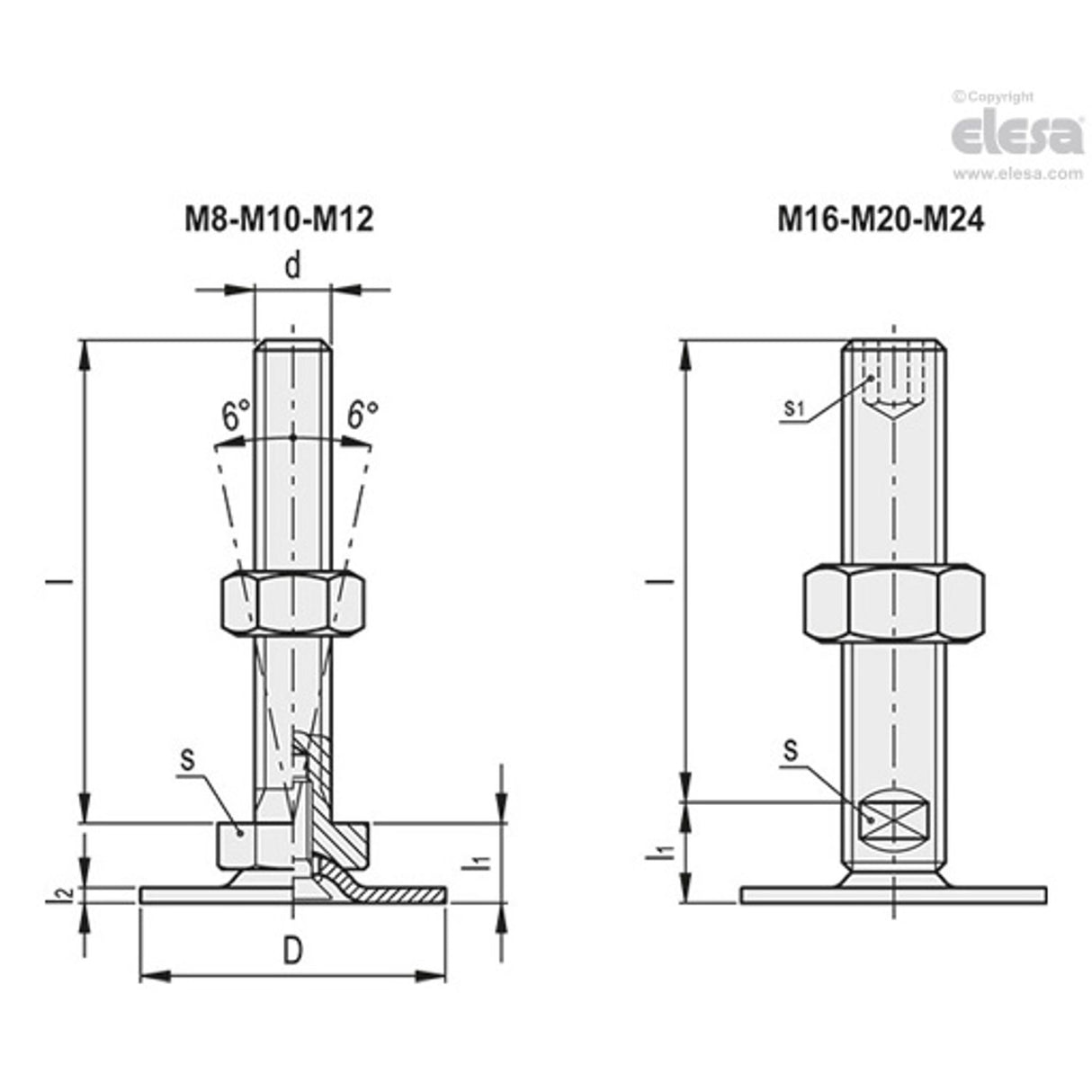 Levelling feet-LMP.80-M24x150