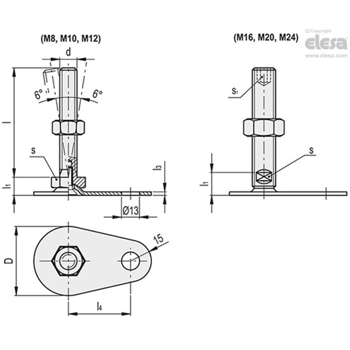 Levelling feet-LMP.F-60-SST-M12x100