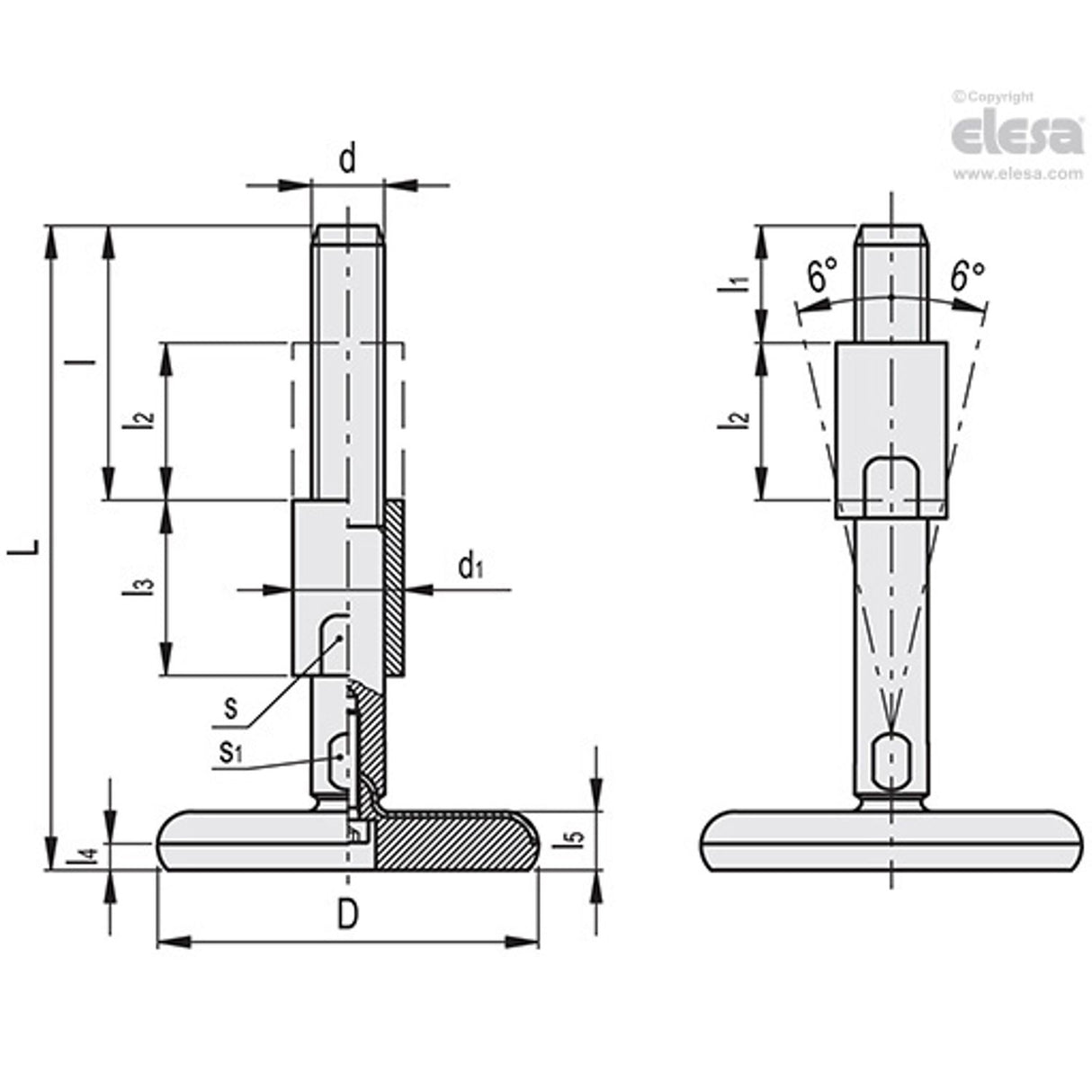 Levelling feet-LMRS.100-SST-M16x205