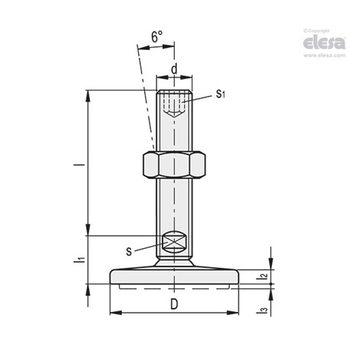 Levelling feet-LMY.120-AS-SST-M30x200-HS