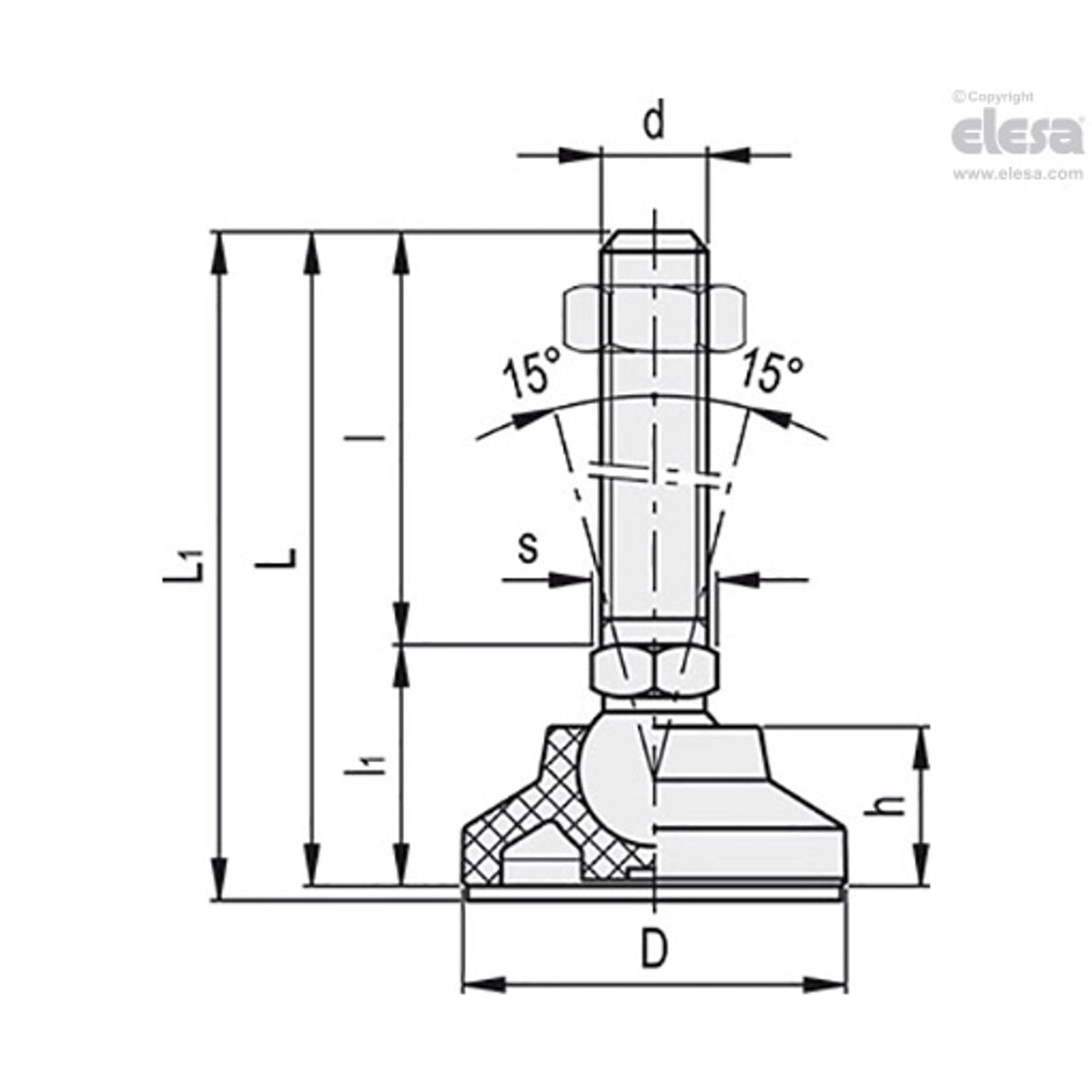 Levelling feet-LS.A-40-14-AS-SST-M16x68
