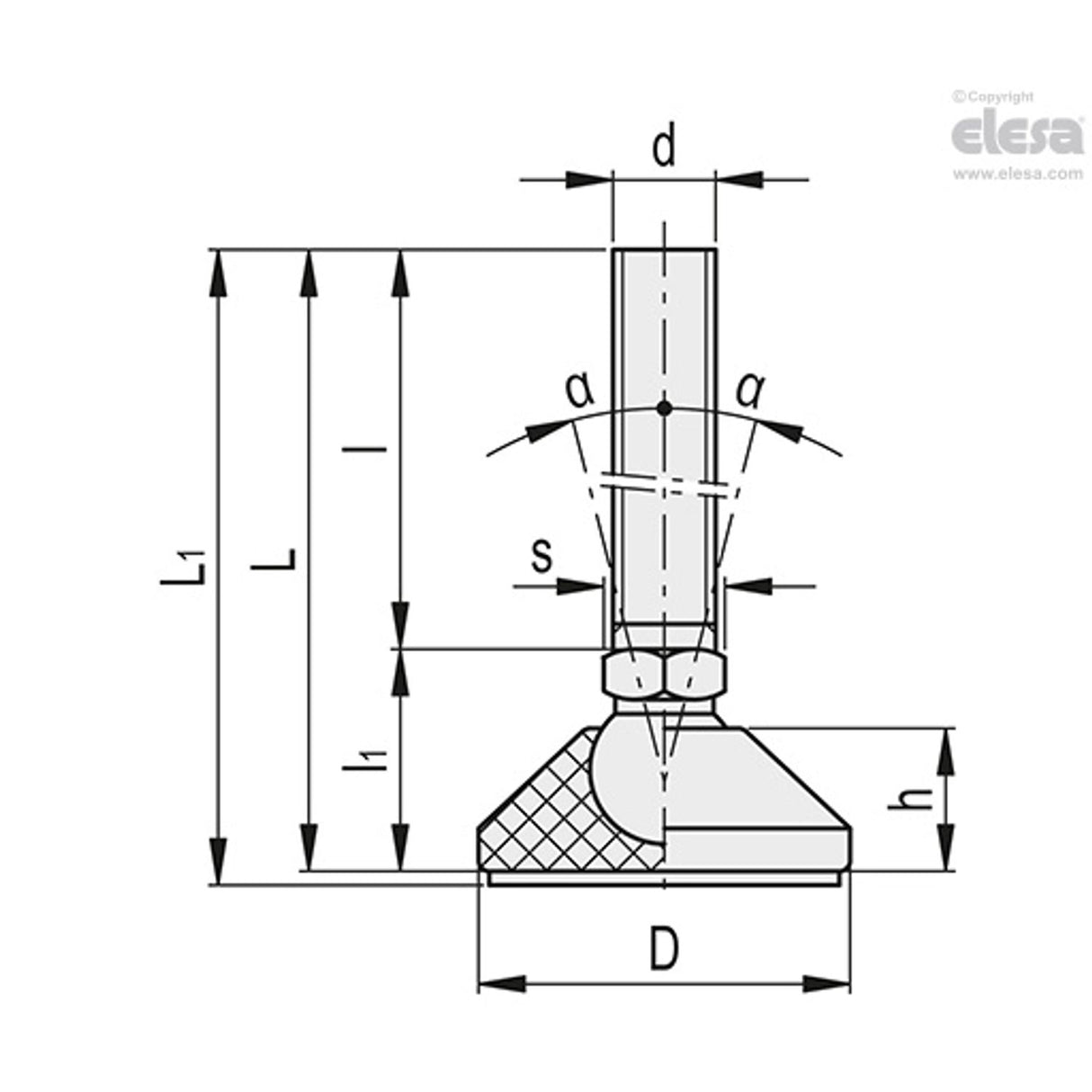 Levelling feet-LSX.A-26-10-AS-M10x70