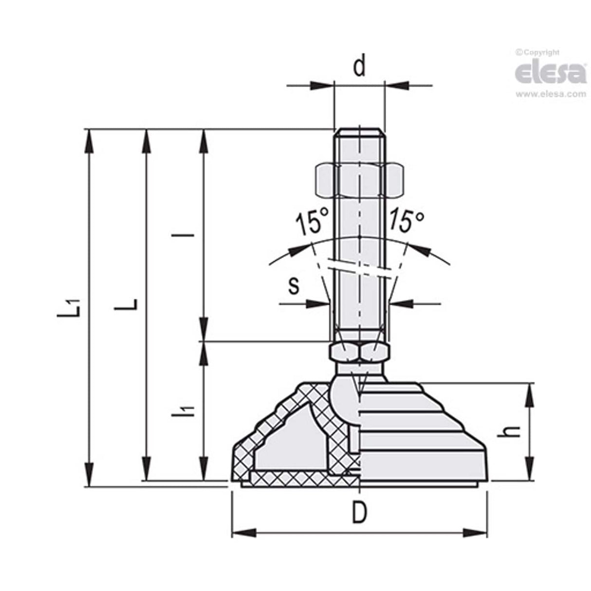 Levelling feet-LV.A-125-24-AS-M16x98