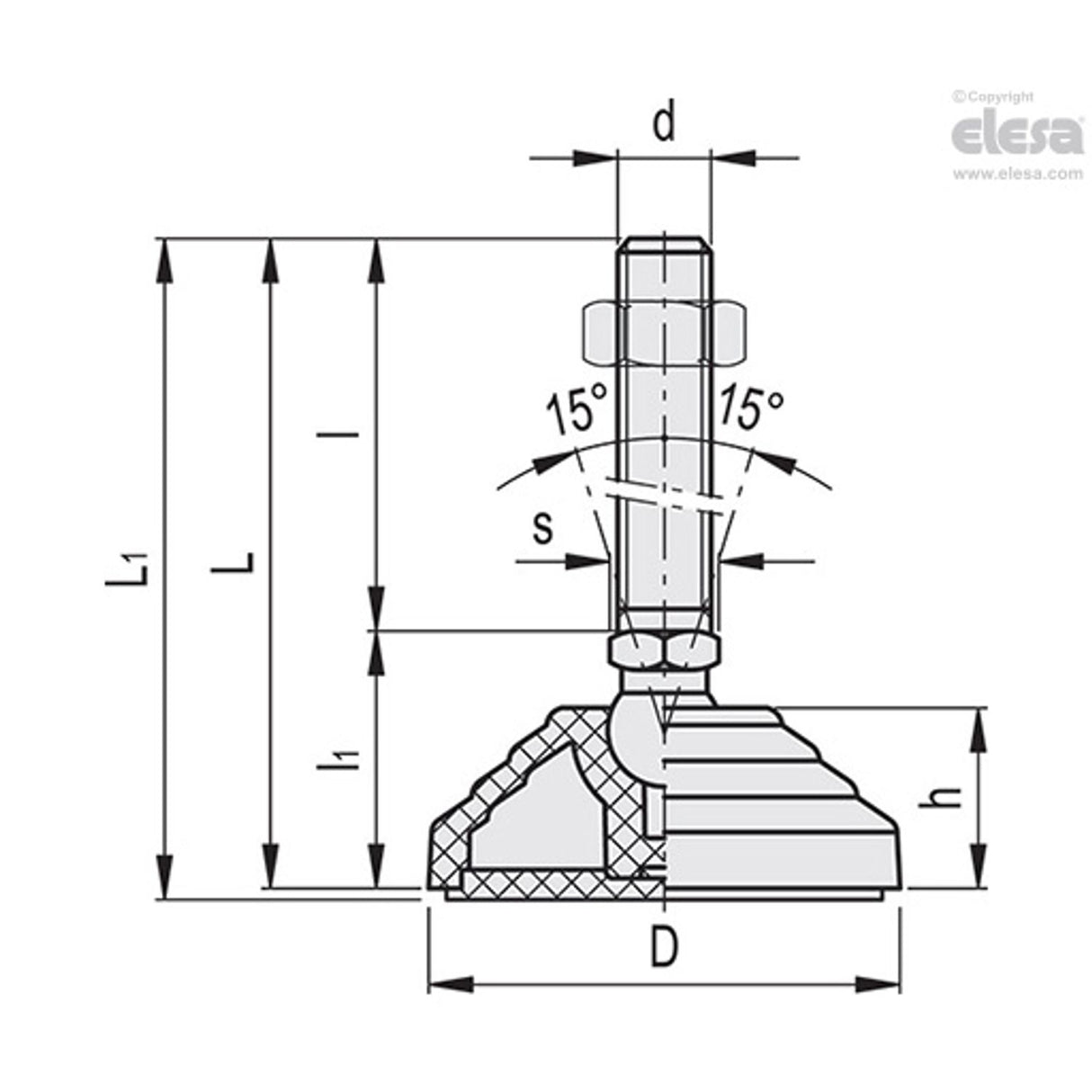 Levelling feet-LV.A-60-24-AS-SST-M24x98