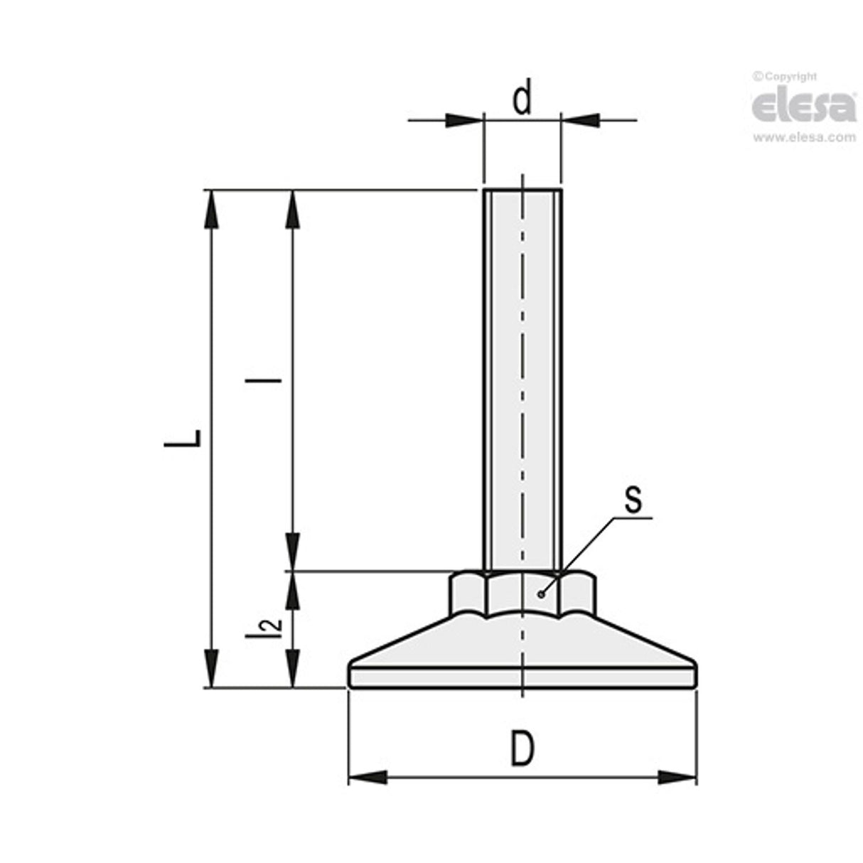 Levelling feet-LX.25-SW13-SST-M6x54