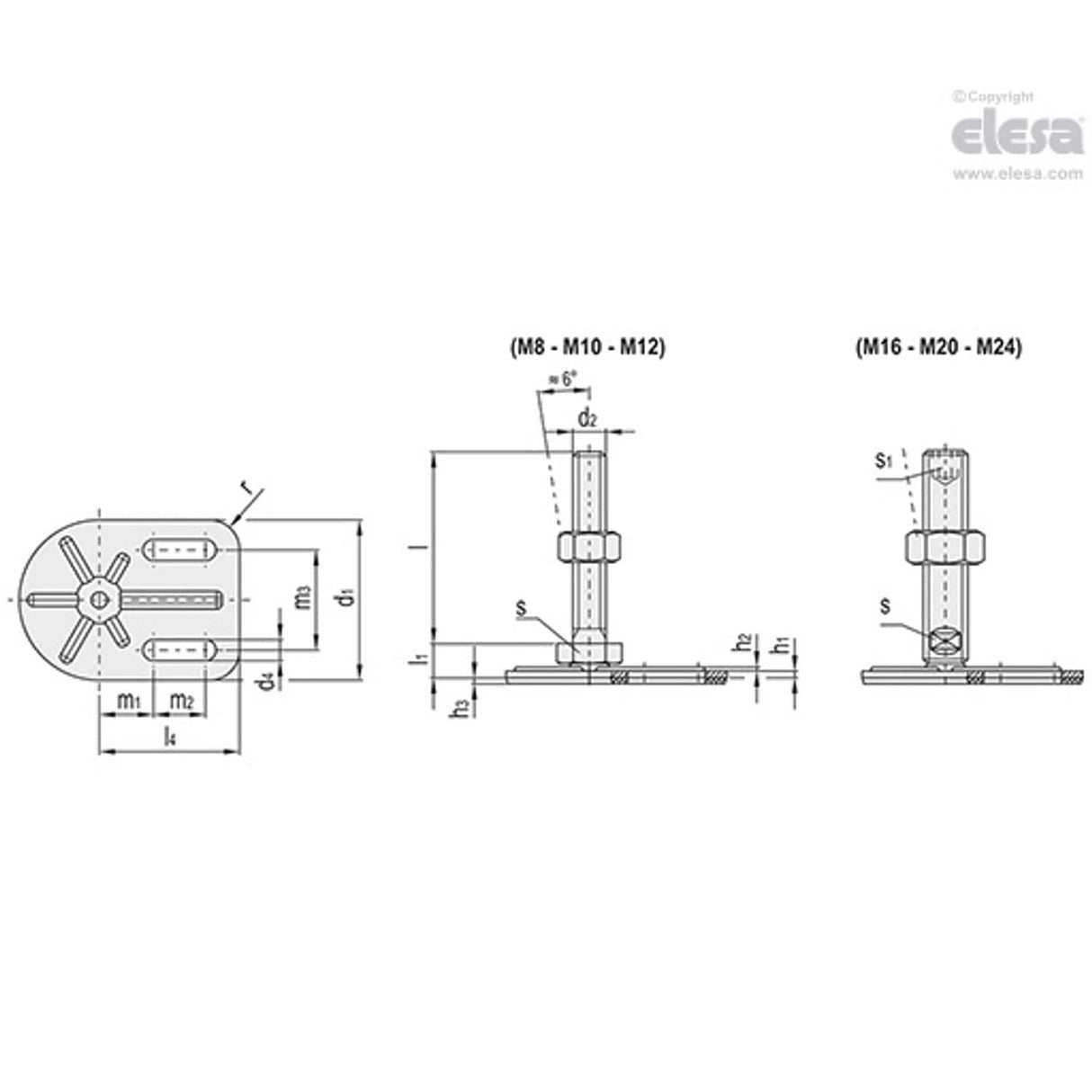 Levelling feet, ground mounting-LMD.F-2SL-80-M10x100-TV