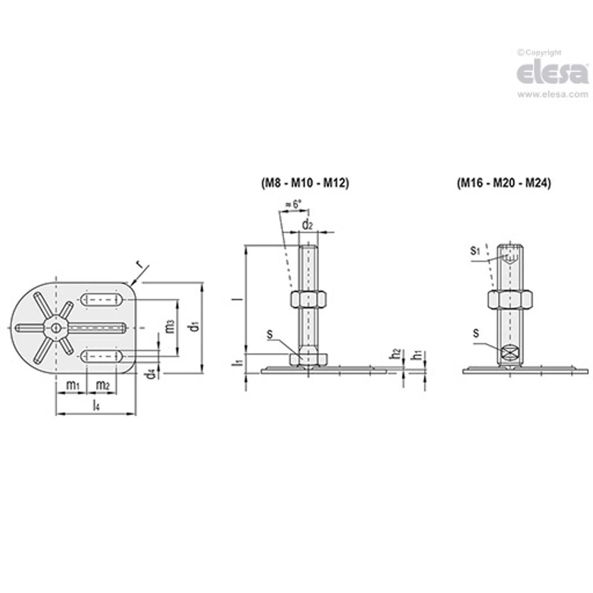 Levelling feet, ground mounting-LMD.F-2SL-80-M12x60