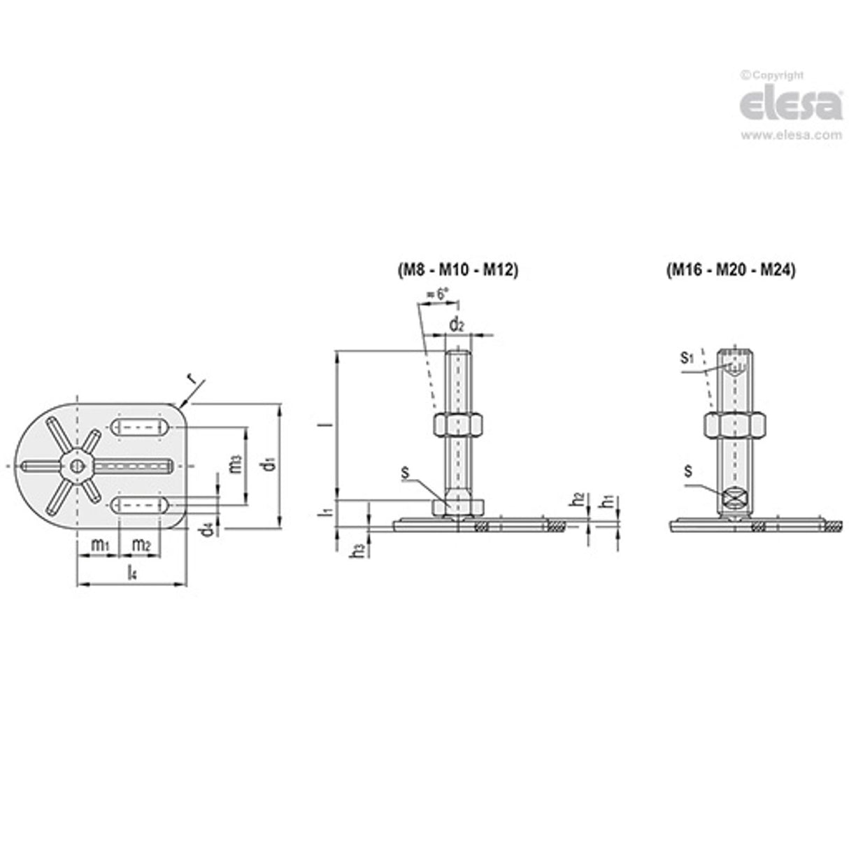 Levelling feet, ground mounting-LMD.F-2SL-80-SST-M8x63-TV