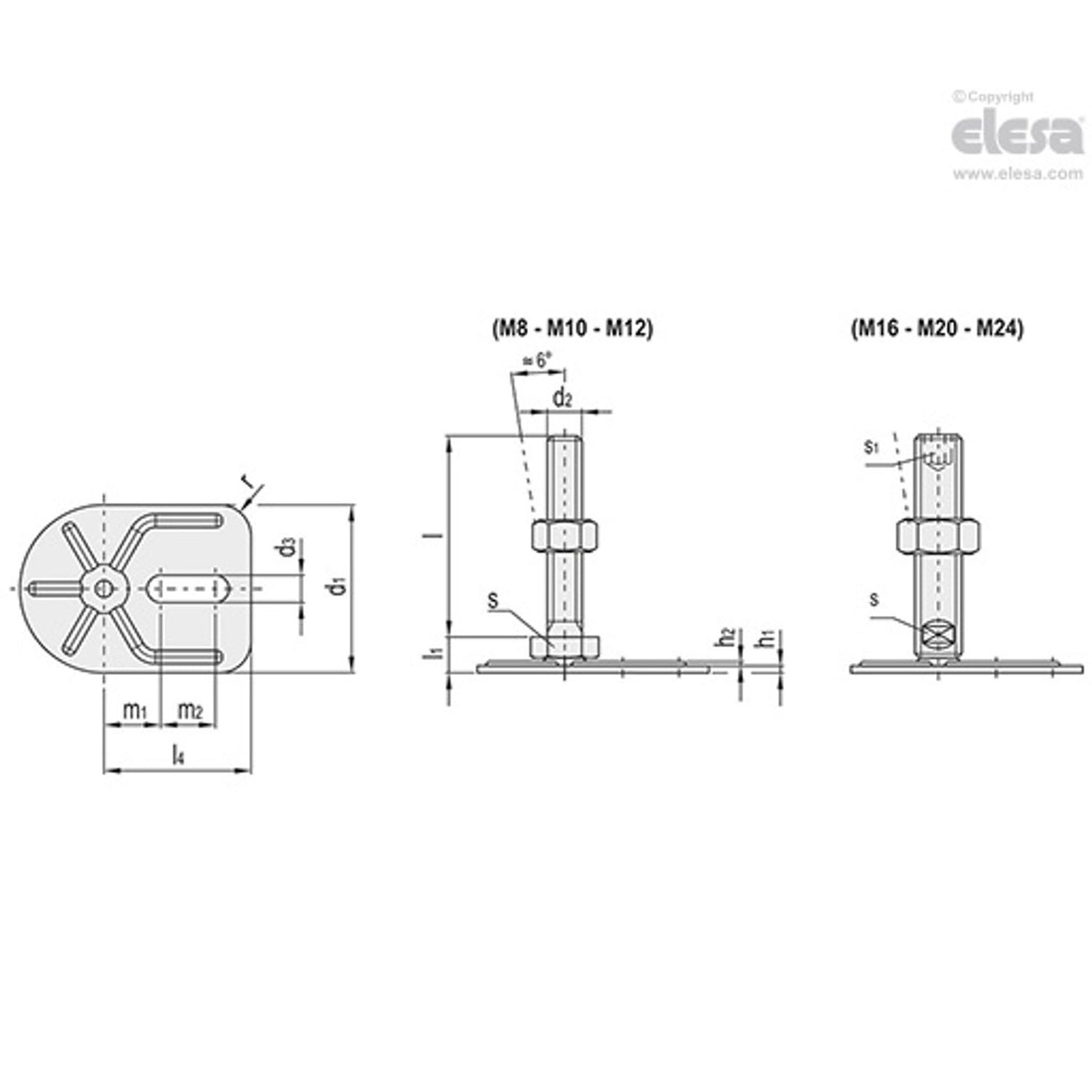 Levelling feet, ground mounting-LMD.F-SL-80-M12x60