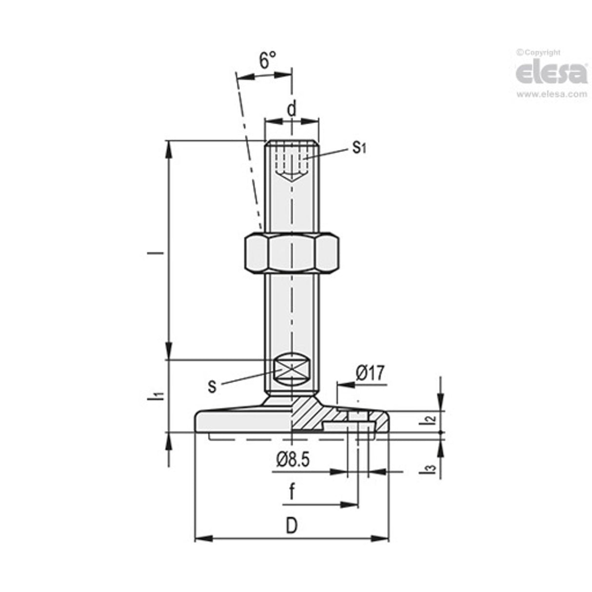 Levelling feet, ground mounting-LMY.F-120-AS-SST-M24x100-HS
