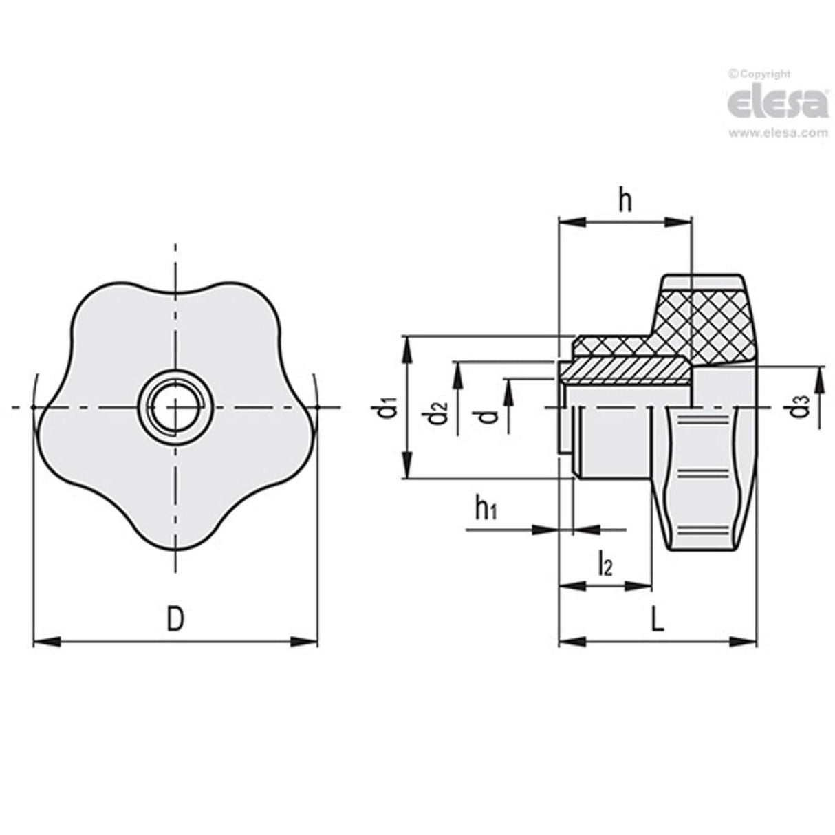 Lobe knob-VC.254/40 B-M10