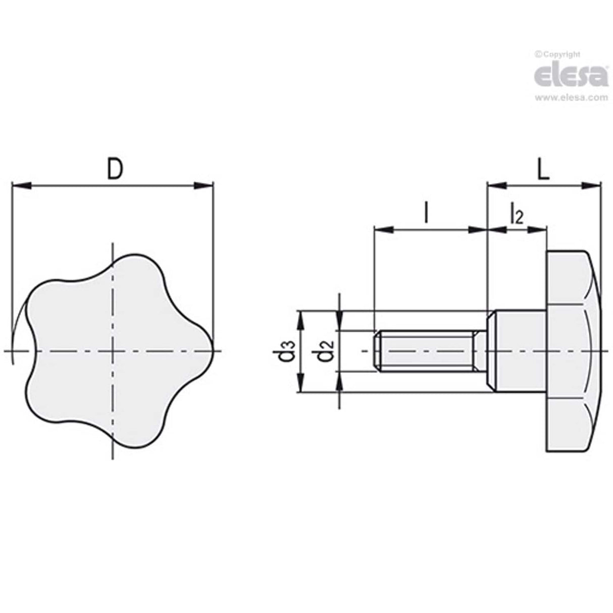 Lobe knob-VCM-SST-50-p-M10x40