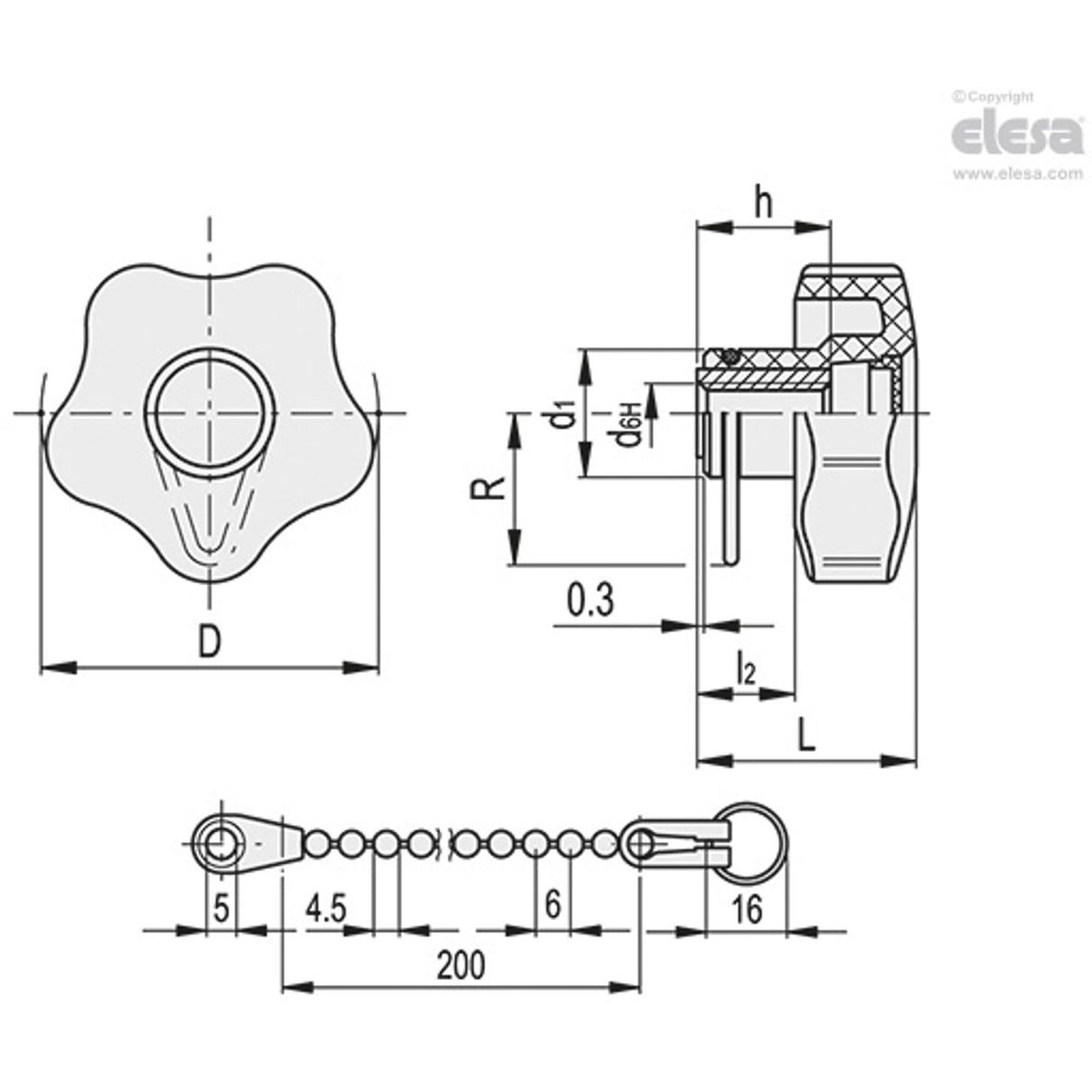 Lobe knob-VCT.63 B-M12-LP-C9 Black