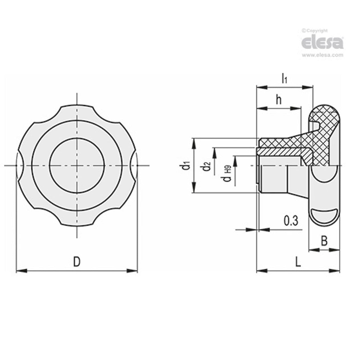 Lobe knob-VL.155/80 A-12
