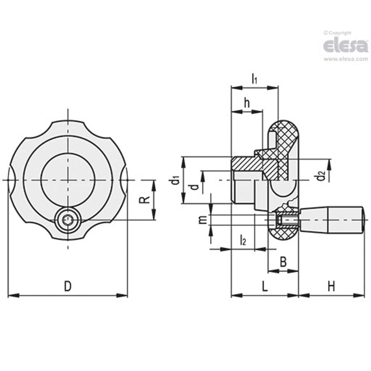 Lobe knob with pointer-VL.140/100+I