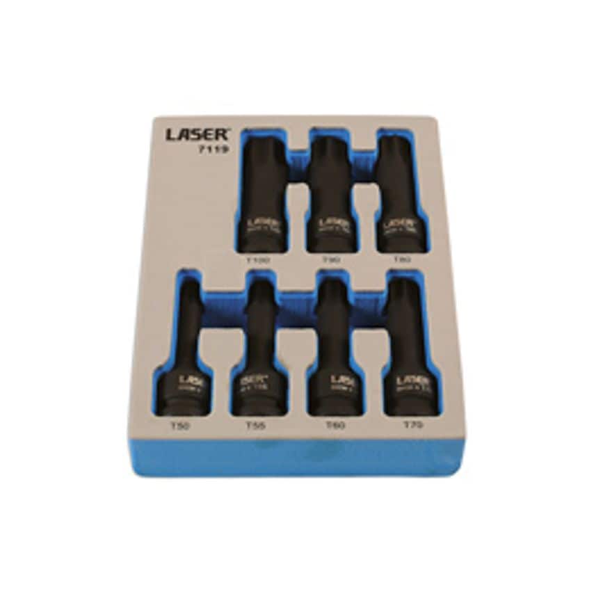 Long Impact Star Socket Bit Set 1/2"D 7 Piece