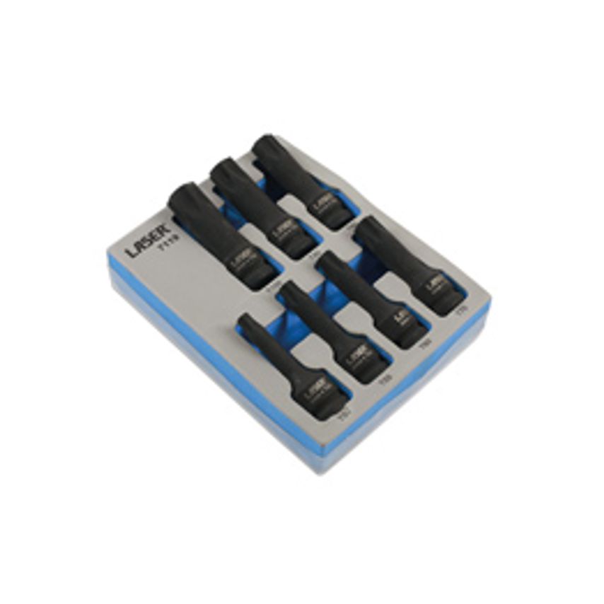 Long Impact Star Socket Bit Set 1/2"D 7 Piece