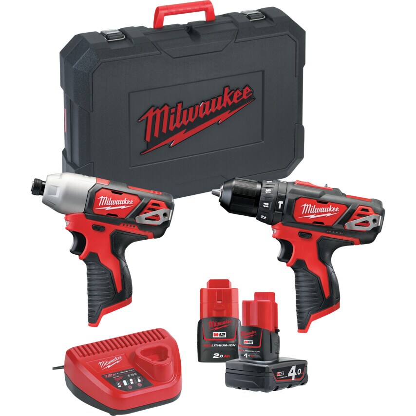 M12BPP2B-421C - 12V Compact Percussion Drill & Impact Driver Twin Pack