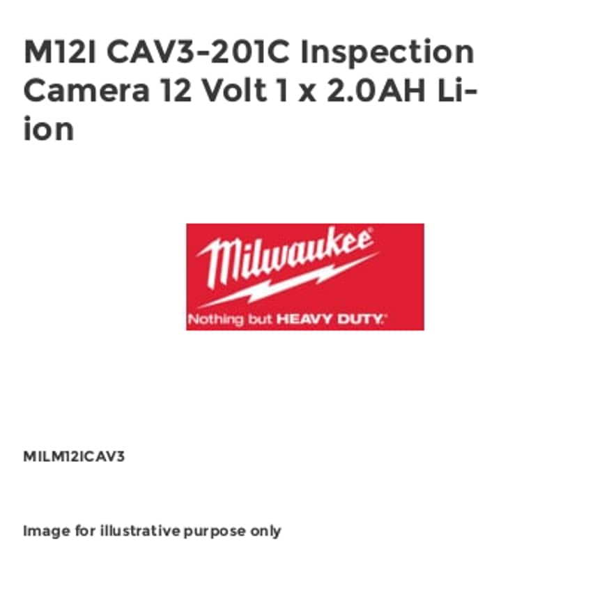 M12I CAV3-201C Inspection Camera 12 Volt 1 x 2.0AH Li-ion