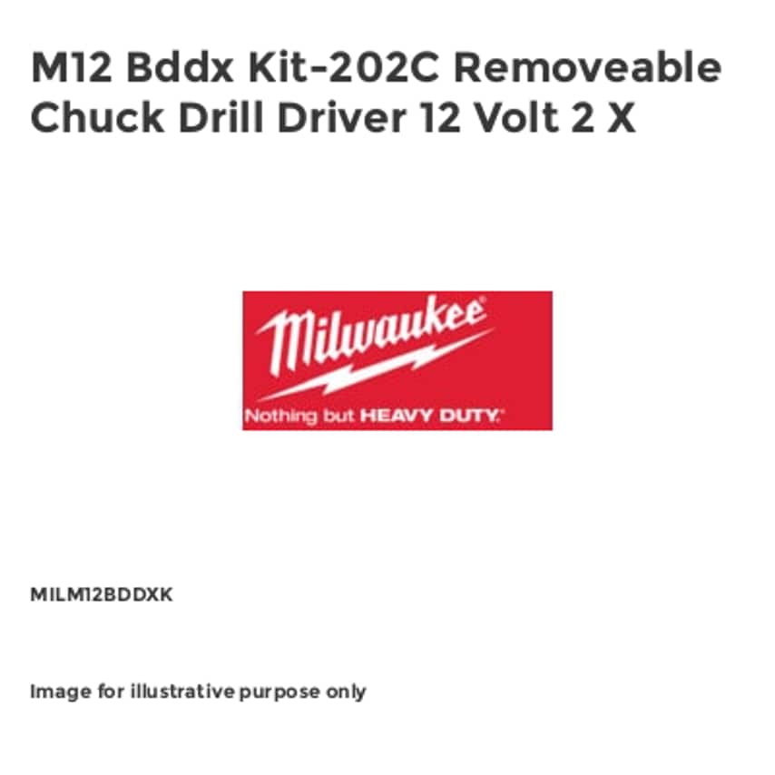 M12 Bddx Kit-202C Removeable Chuck Drill Driver 12 Volt 2 X MILM12BDDXK