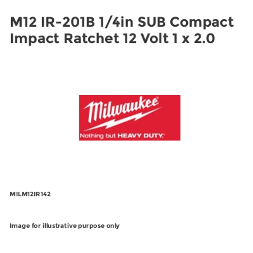 M12 IR-201B 1/4in SUB Compact Impact Ratchet 12 Volt 1 x 2.0