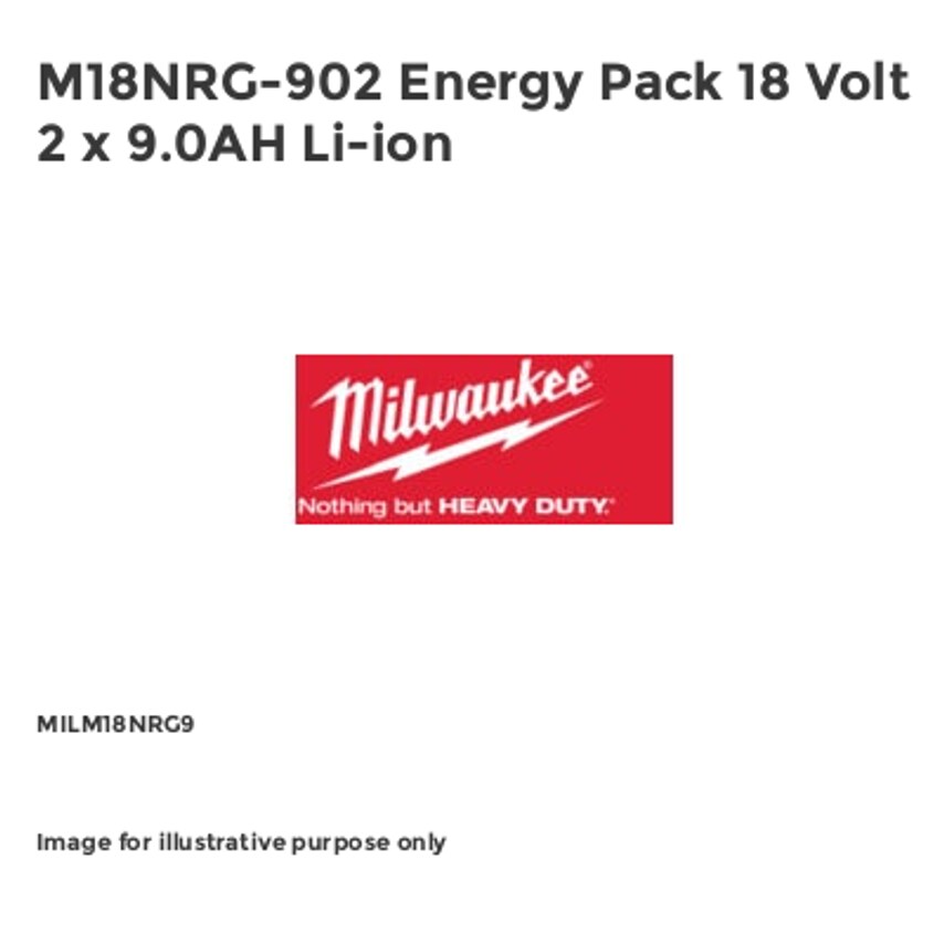 M18NRG-902 Energy Pack 18 Volt 2 x 9.0AH Li-ion