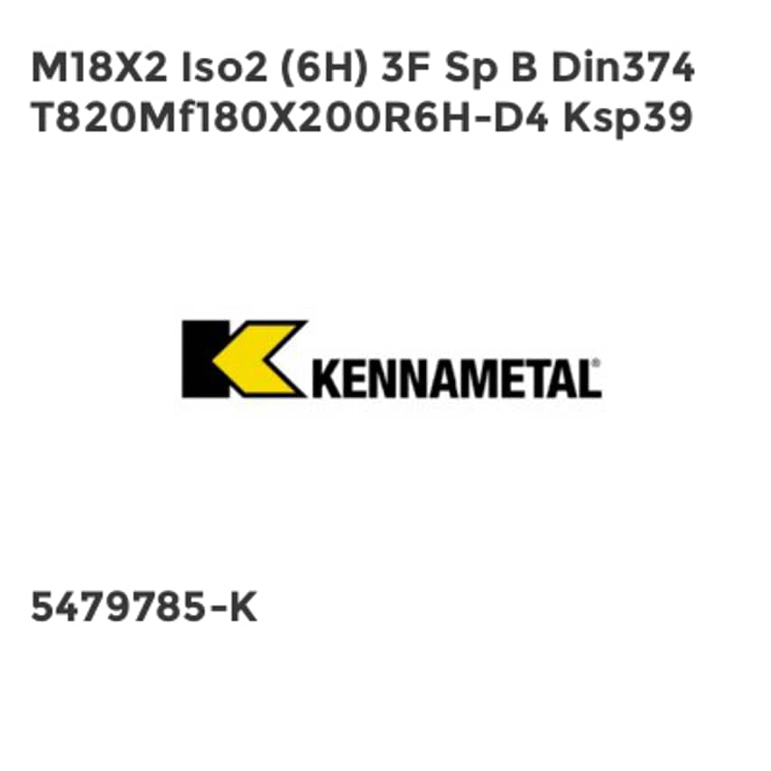 M18X2 Iso2 (6H) 3F Sp B Din374 T820Mf180X200R6H-D4 Ksp39