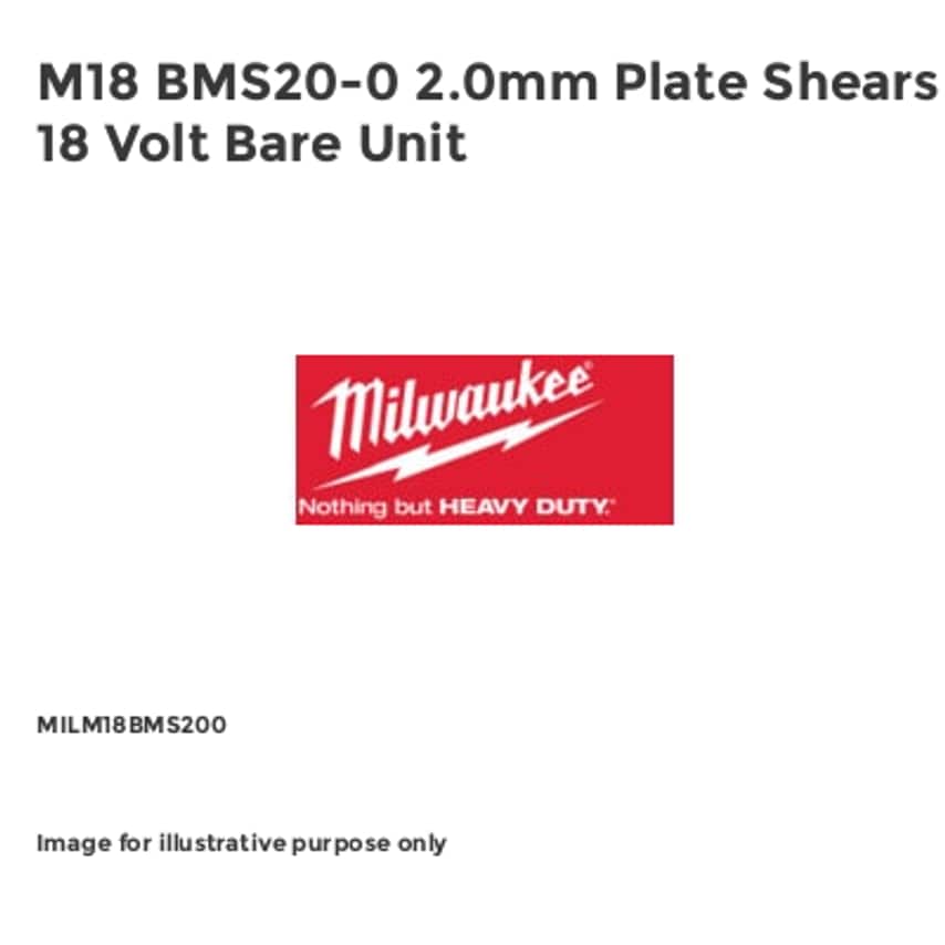 M18 BMS20-0 2.0mm Plate Shears 18 Volt Bare Unit