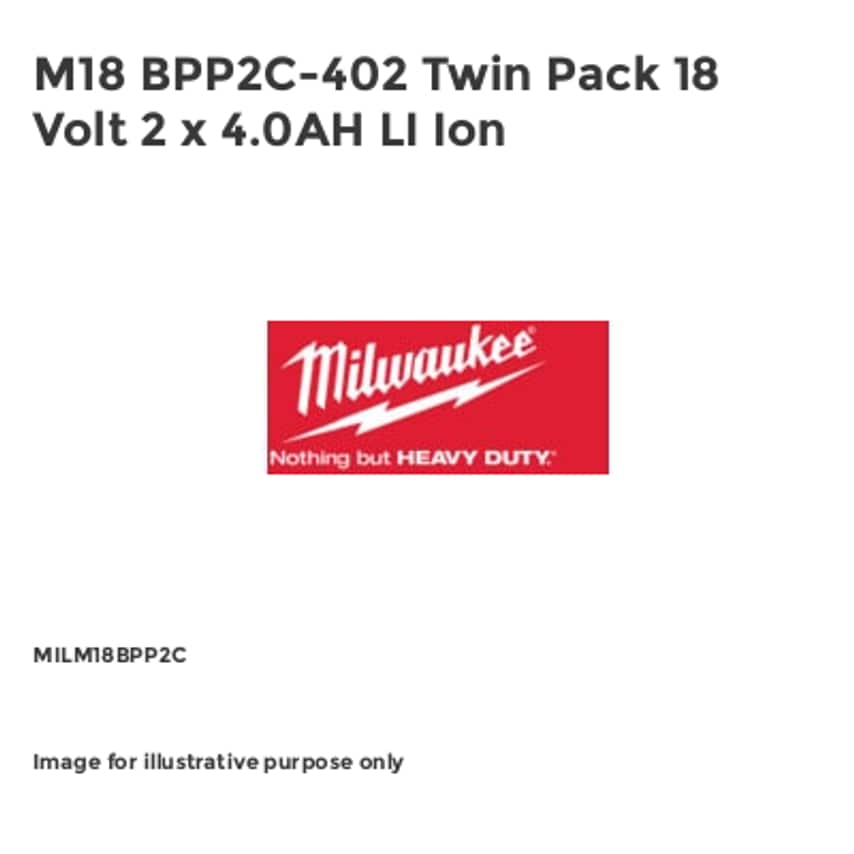 M18 BPP2C-402 Twin Pack 18 Volt 2 x 4.0AH LI Ion MILM18BPP2C