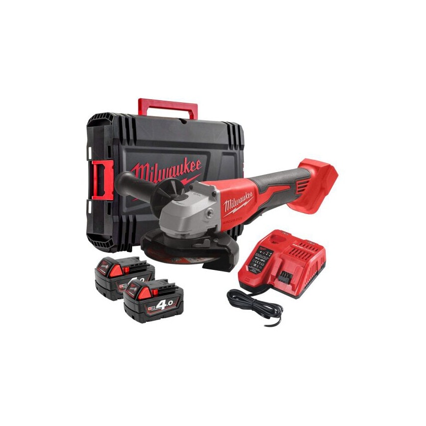 M18 Brushless 115mm Angle Grinder 2 x 4.0AH Batts Charger Bmc