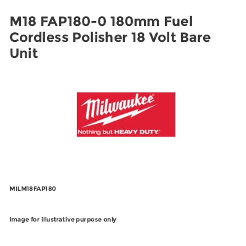 M18 FAP180-0 180mm Fuel Cordless Polisher 18 Volt Bare Unit MILM18FAP180