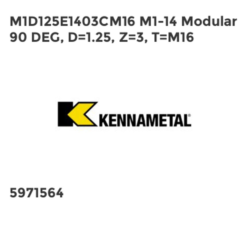 M1D125E1403CM16 M1-14 Modular 90 DEG, D=1.25, Z=3, T=M16