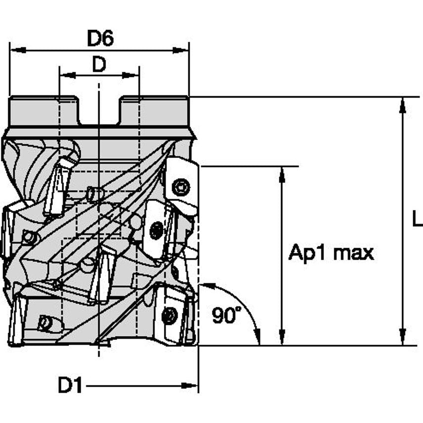 M1H40T05R50A16ED10C20 Mill 1-10 Helical D=40 Z=5