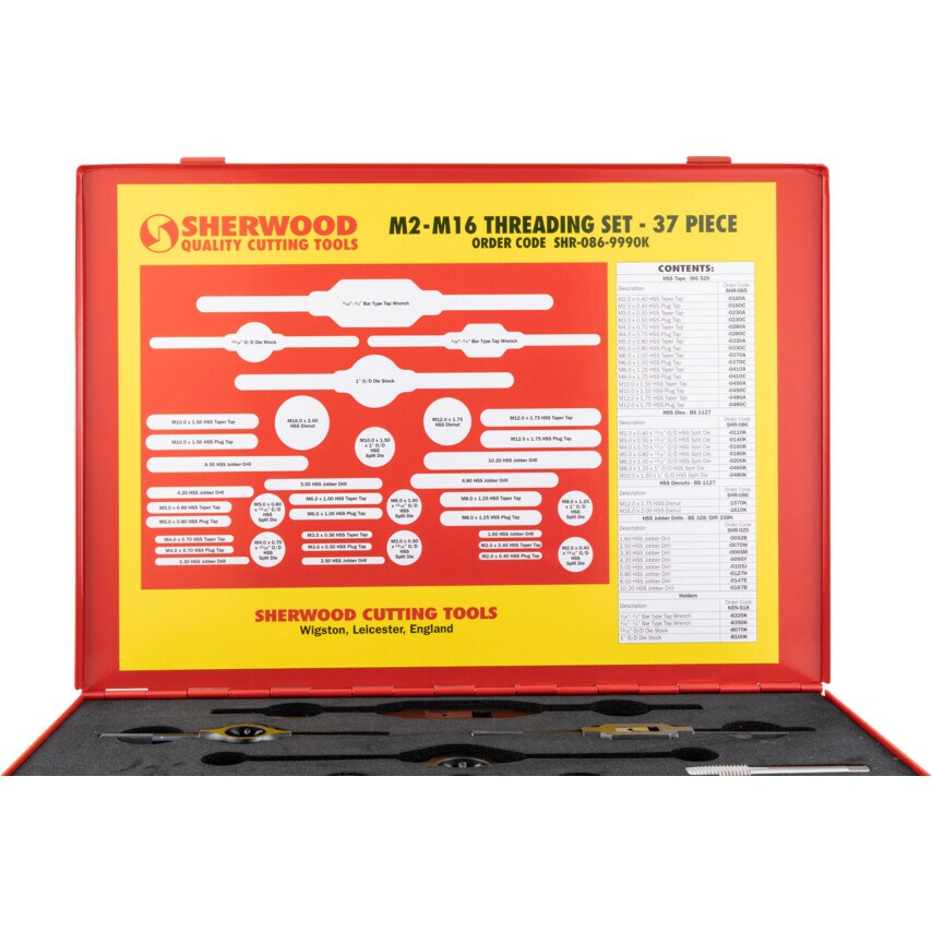 M2-M16 37-Pce HSS Threading Set in Case