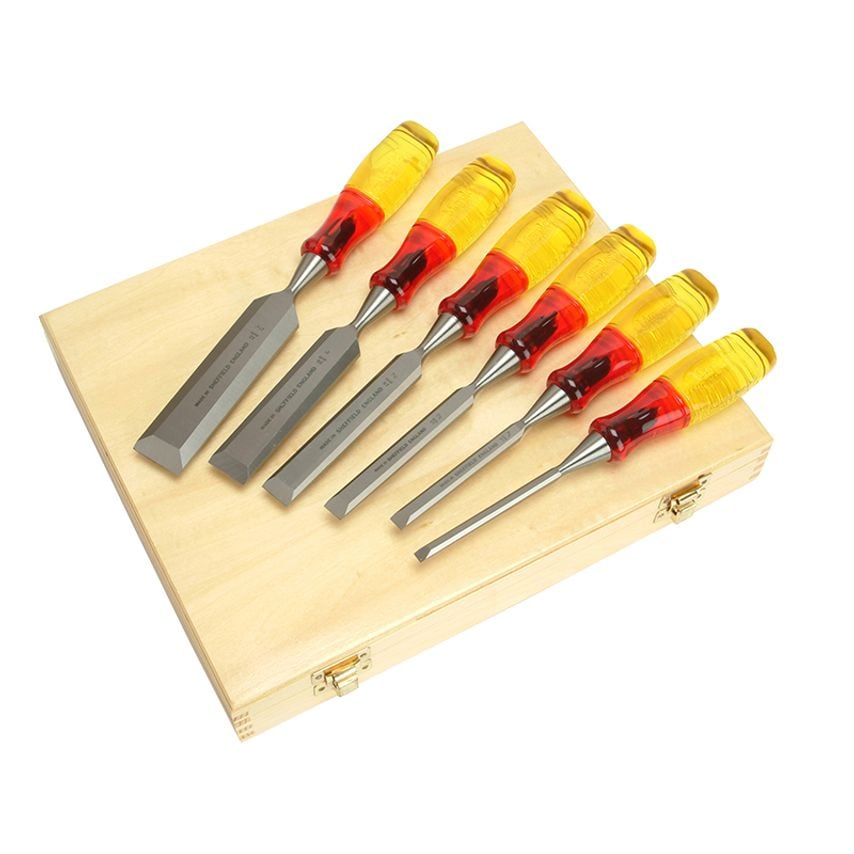 M373 Bevel Edge Chisel Splitproof Handle Set, 6 Piece MAR373S6