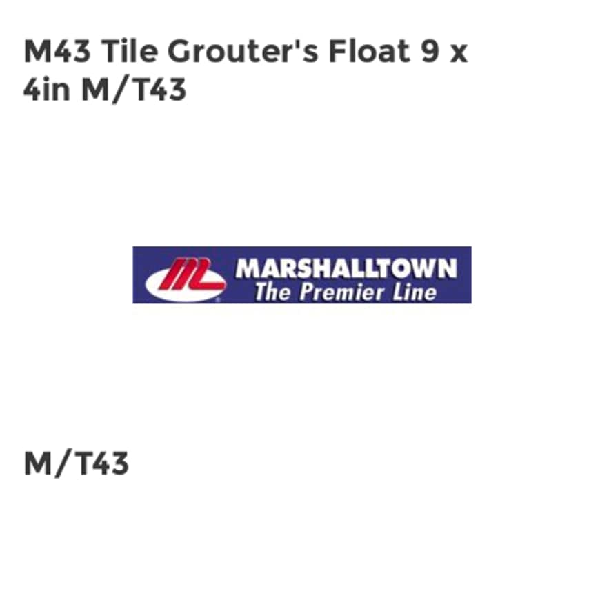 M43 Tile Grouter's Float 9 x 4in M/T43