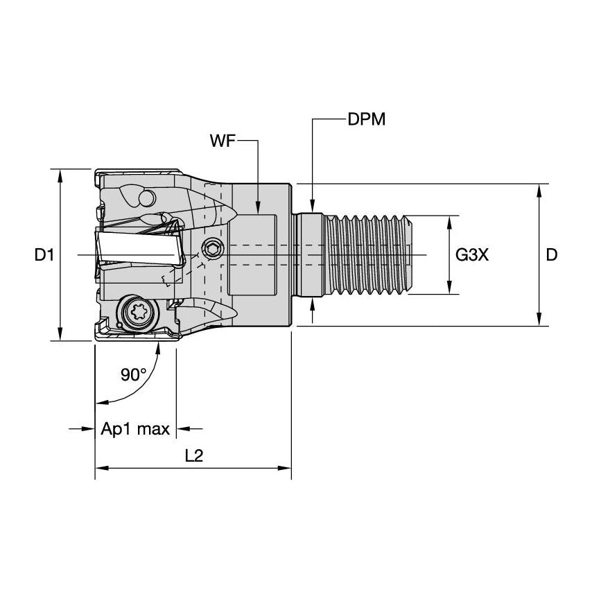M4D032Z04M16LN15 Mill 4-15 D=32 Z=4 Screw-On Cu