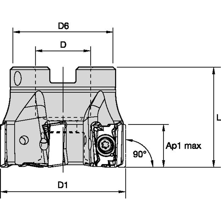 M4D050Z06S22LN15 Mill 4-15 D=50 Z=6 Shell Mill