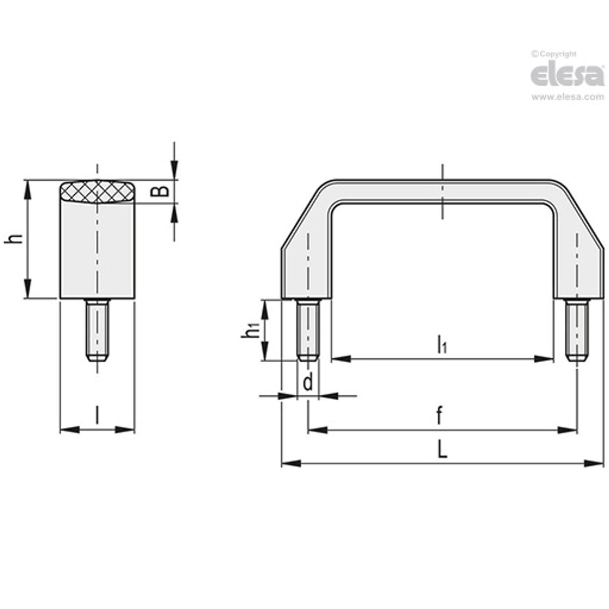 M543 Bridge handles Technopolymer M.543/140 p-M6x16-C9