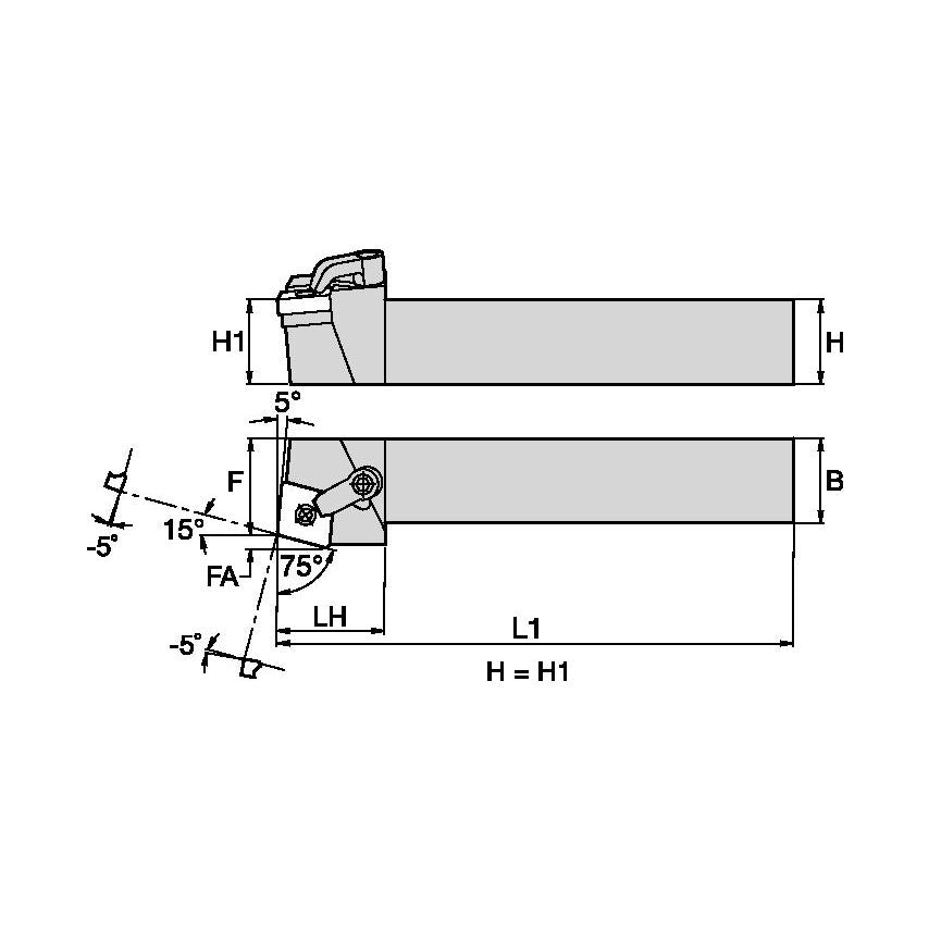 MCRNR2020K12 M Clamping Holder W20, 0MM L125