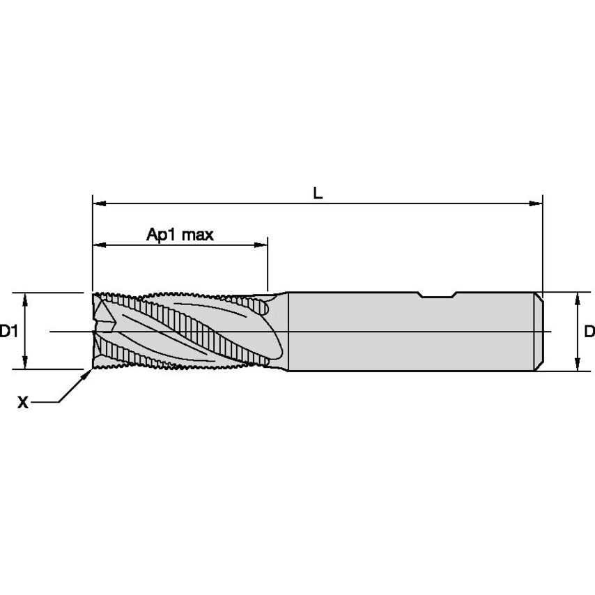 MDRHEC750S4150 MDRHEC End Mill 3/4X3/4X1 1/2X4