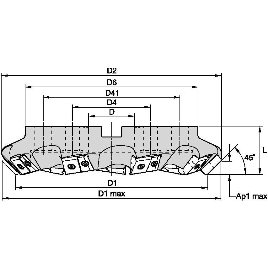 MEGA45D200C07LN24 MEGA 45 Shell Mill D=200 Z=7