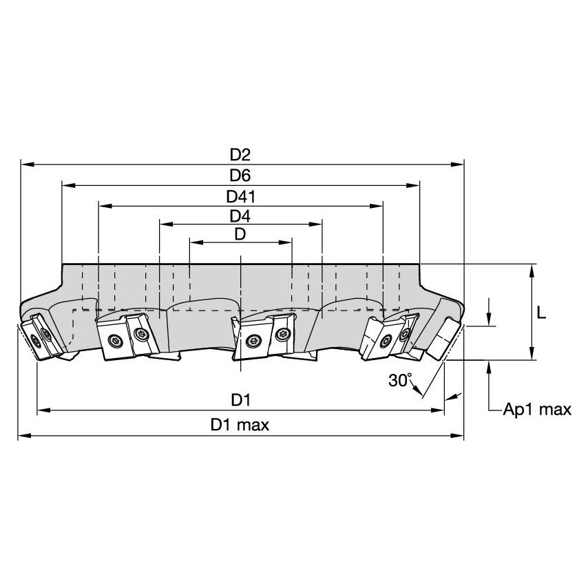 MEGA60D1200LN76M10 MEGA 60 Shell Mill D=12" Z=13