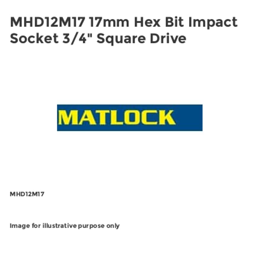 MHD12M17 17mm Hex Bit Impact Socket 3/4" Square Drive
